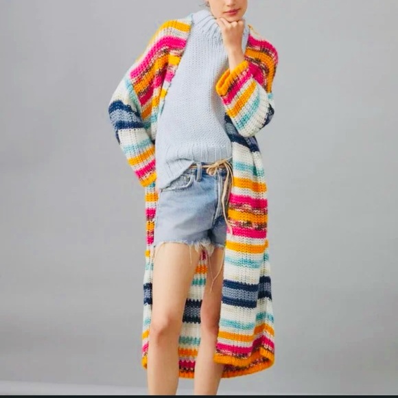 Anthropologie Sweaters - Anthropologie Rainbow Duster Cardigan One Size
